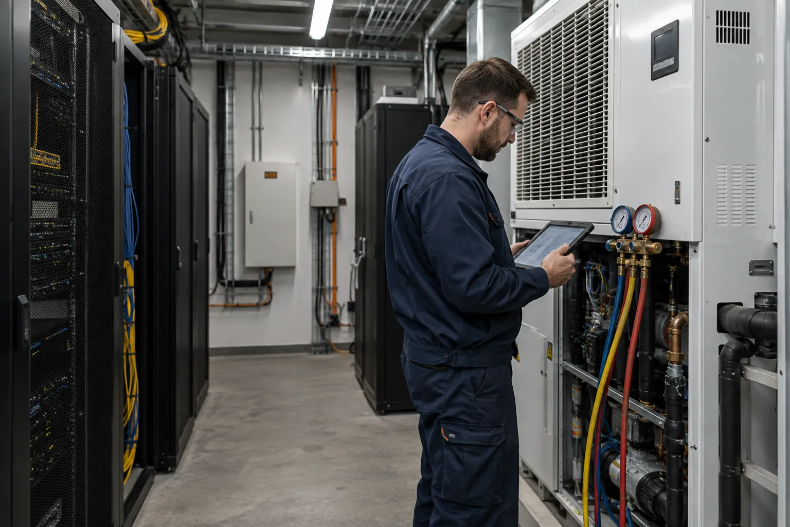 Planta de emergencia diésel instalada en el exterior de una instalación industrial