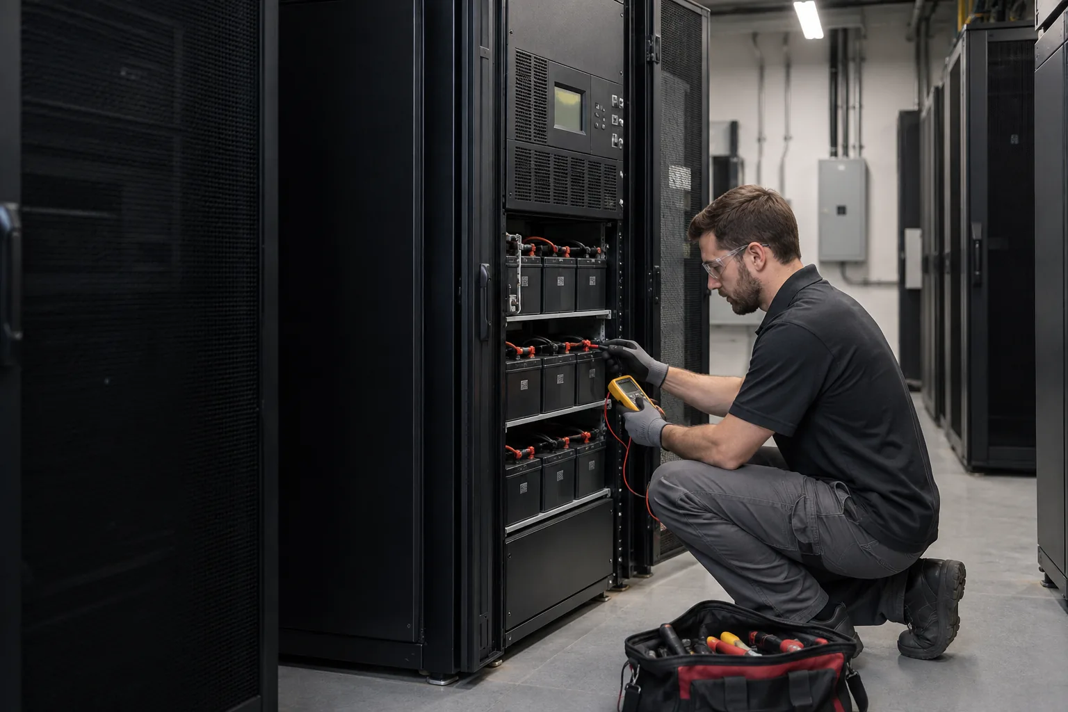 Equipo UPS trifásico instalado en un site de telecomunicaciones